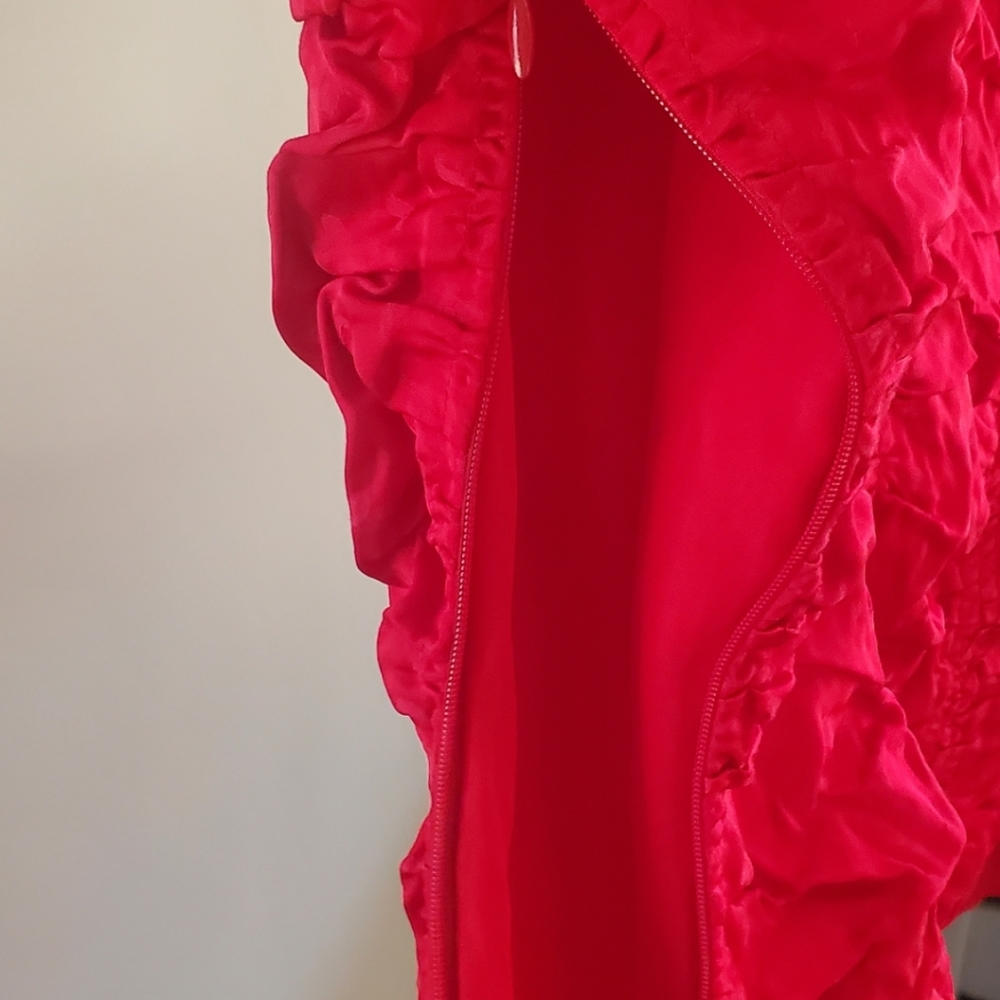 Red Flutter Sleeve Crop Top Ruched Revolve - image 2